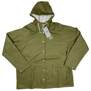 Mens Raincoat Windbreaker Rain Jacket Green 2XL